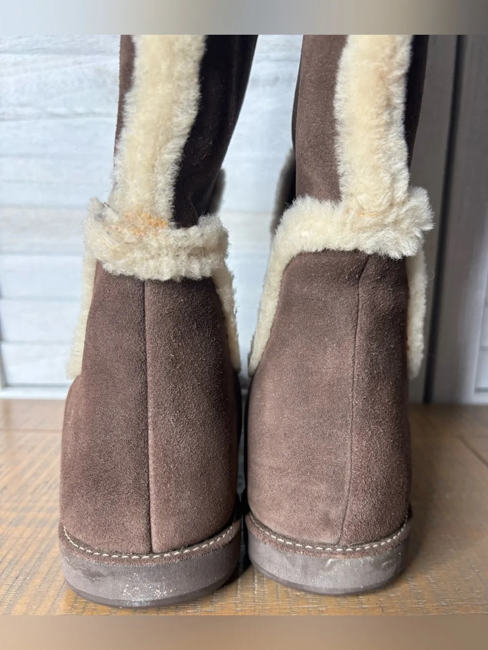 Cole Haan Air Jillian Waterproof Suede Shearling Fur Tall Winter Boots Size 9.5